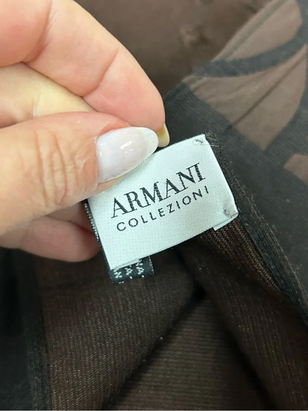Armani Collezioni Brown Abstract Burnout Silk Blend Shawl Wrap Scarf